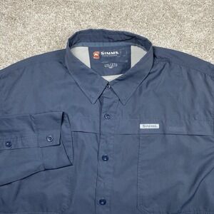 Simms Shirt Mens 2XL Gray Button Up Vented Guide Series Outdoor Tech Fishing